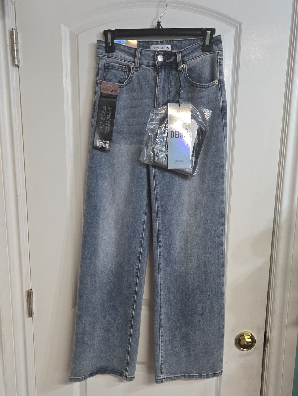 Love Soho High Rise Wide Leg Light Blue Jeans 3 Comes With Black Tube Top